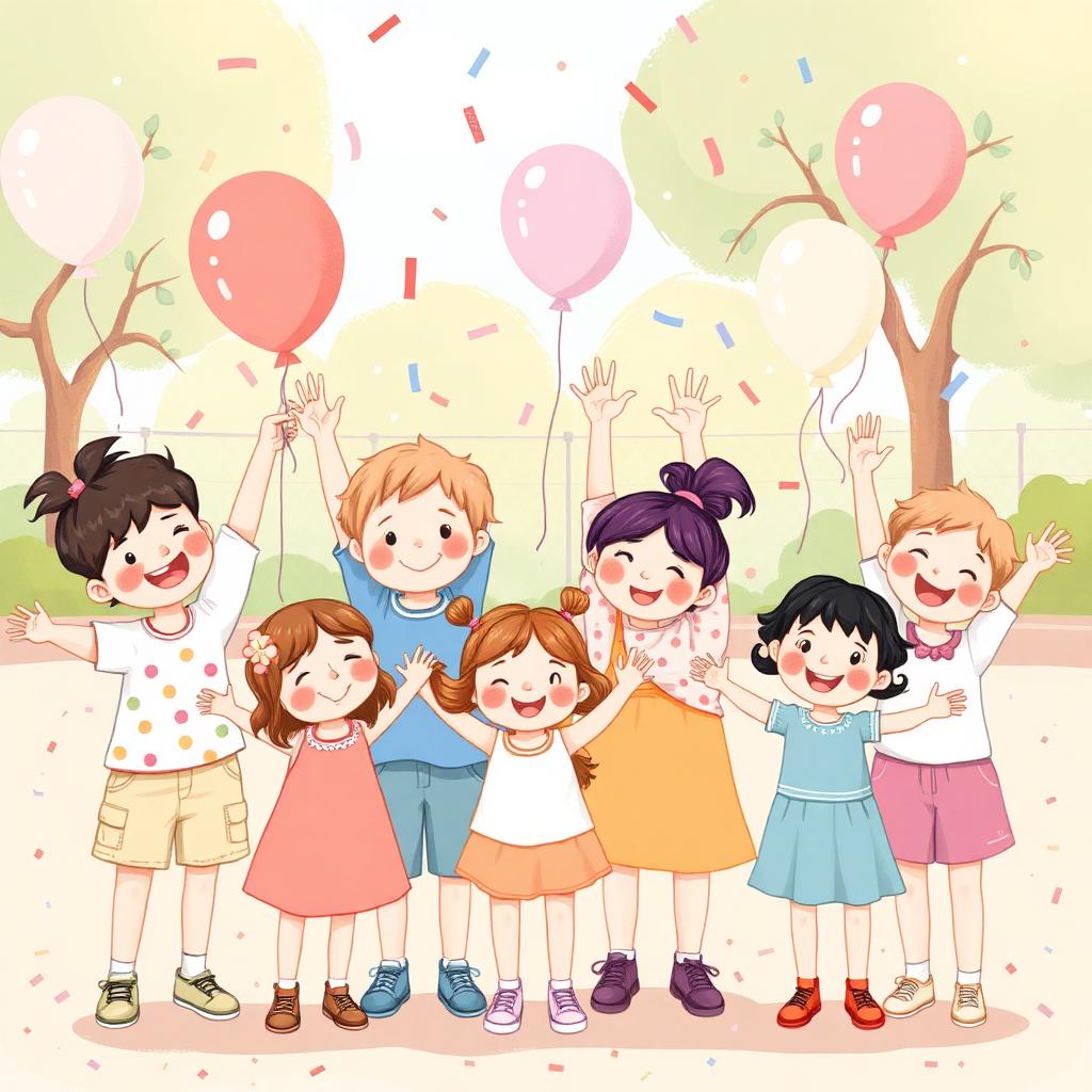 Children celebrating with balloons